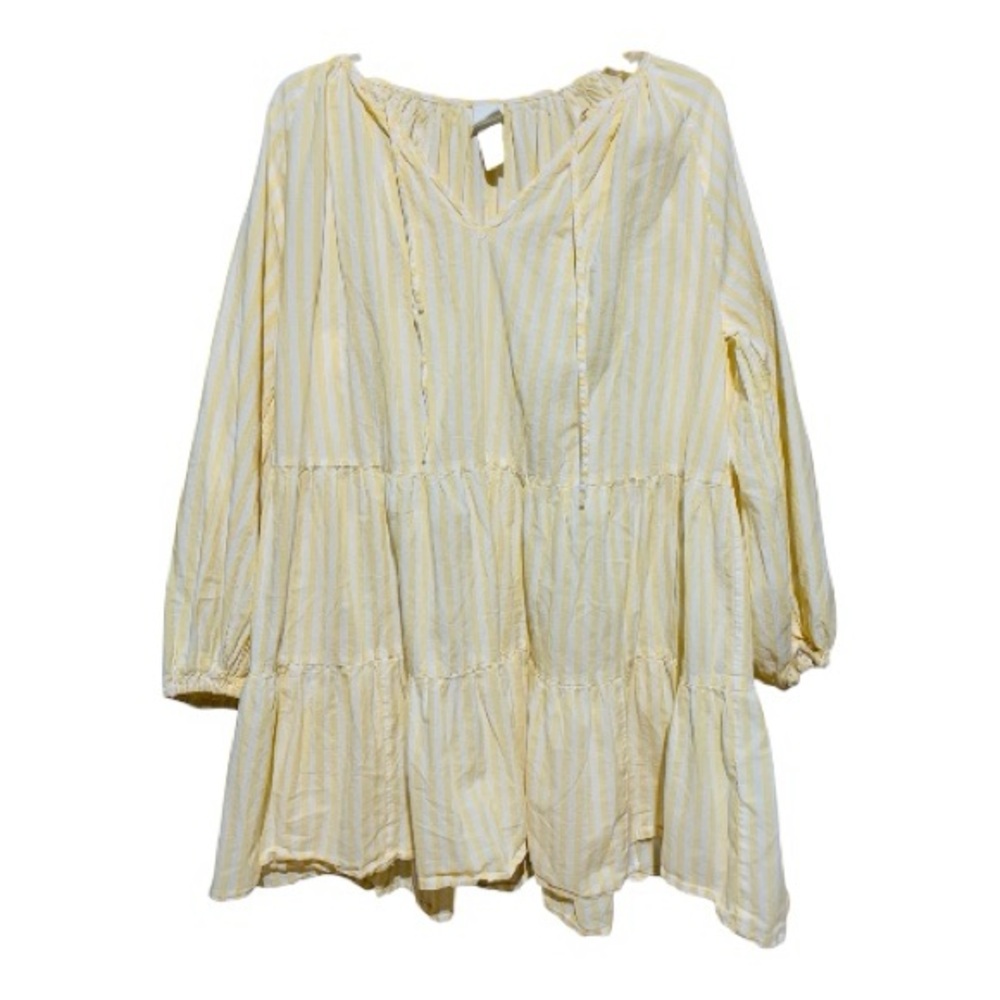 H & M Puffed Sleeve Striped Dress Size Medium - Picture 2 of 4
